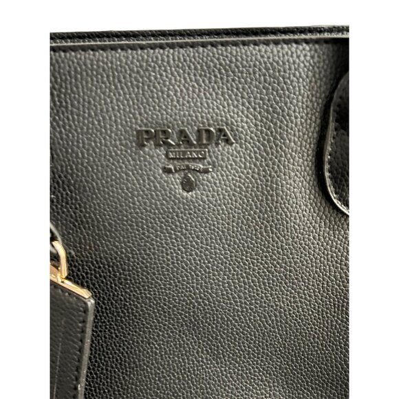 Prada Faux Black Tote Shoulder Bag with Strap - Picture 2 of 11